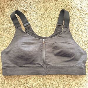Outdoor Voices Powerhouse Bra Grey Front Zip High Impact L